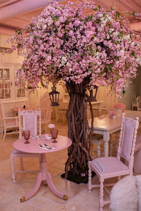 Local Cafe With Pink Cherry Blossom Tree And Decor Cafe Shop Design