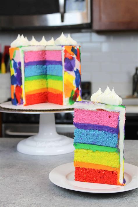 Rainbow Cake Recipe Made With 4 Cake Layers Chelsweets