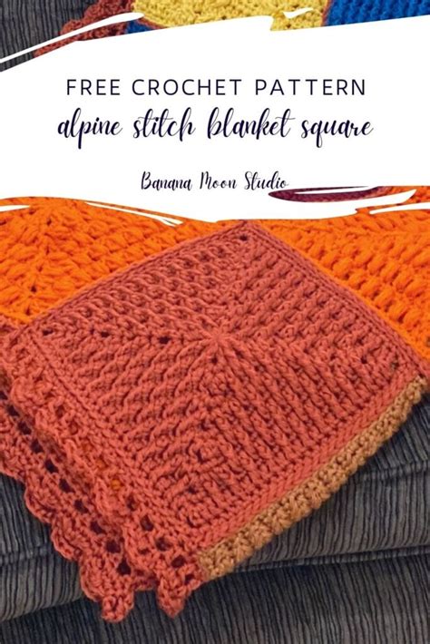 Free Alpine Stitch Crochet Blanket Square Banana Moon Studio