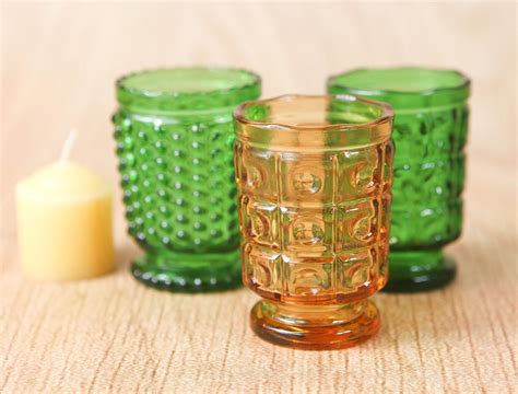 vintage green and amber glass votive candle holders glass votive candle holders votive candles