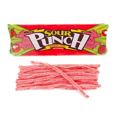 Sour Punch Straws 4 5 Ounce Trays Strawberry 24 Piece Box Candy Warehouse