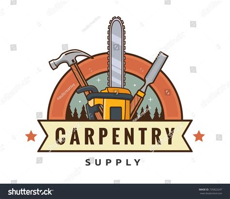 Isolated Vintage Woodwork Carpentry Logo Badge 스톡 벡터로열티 프리 735822247