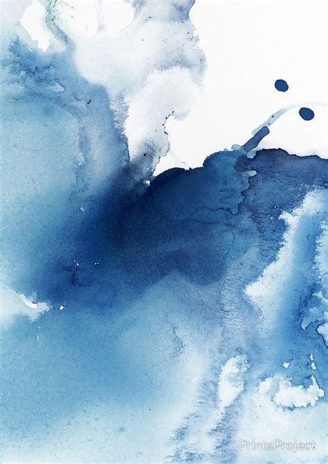 Indigo Blue Sea Abstract Ink Painting Art Print By Printsproject