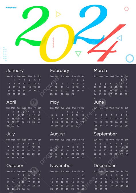 2024 Calendar Black Template Template Download On Pngtree