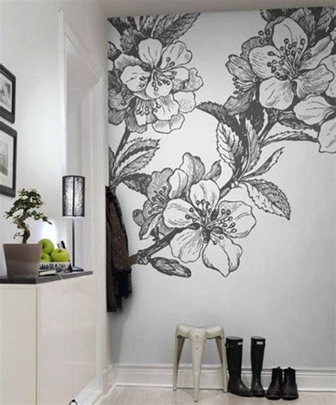 Mural Hitam Putih Dengan Motif Bunga 5 Imural We Believe Art Gives