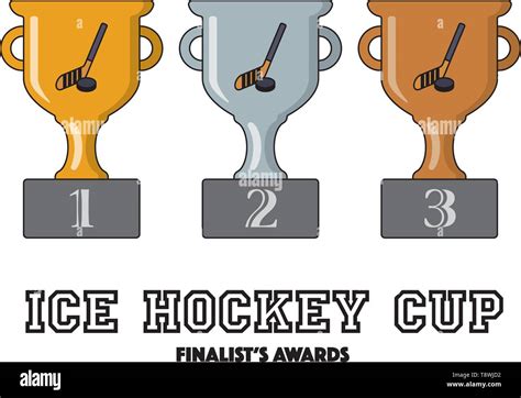 Ice Hockey Cup Finalists Awards In Gold Silver And Bronze Vector