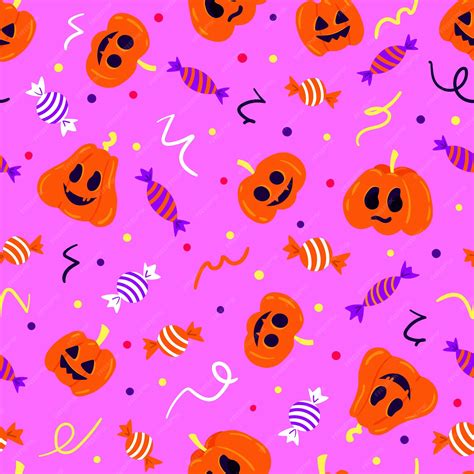 Premium Vector Fancy Halloween Seamless Pattern With Spooky Pumpkins