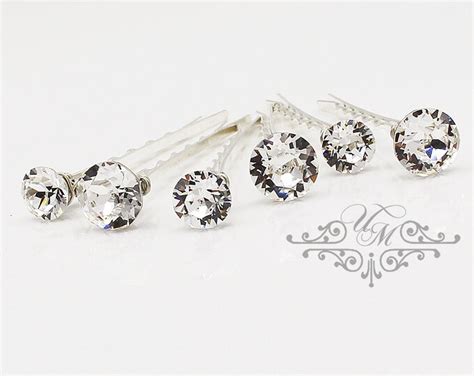 Set Of 6 Swarovski Crystal Hair Pins Wedding Hair Pins Wedding Etsy