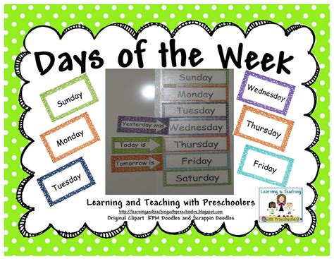 Learning And Teaching With Preschoolers Days Of The Week Freebie