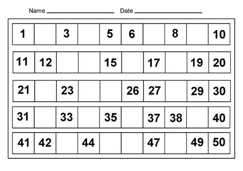 10 Best Printable Number Grid 1 50 Printable Numbers Number Grid Free