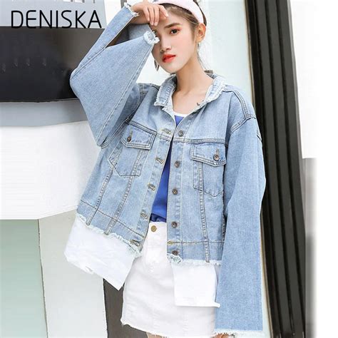 Deniska New Denim Jackets Coats Women Vintage Spring Summer Basic Jackets 2018 Casual Ripped