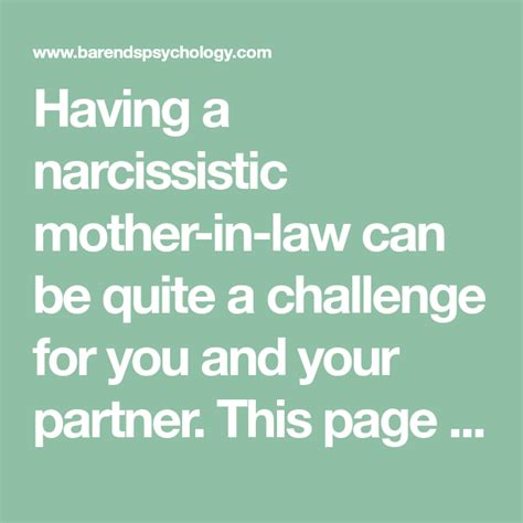 having a narcissistic mother in law can be quite a challenge for you and your partner this page