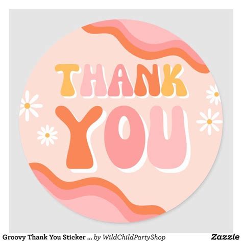 Groovy Thank You Sticker Groovy Favor Tag Zazzle Thank You