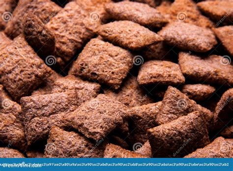 Chocolate Breakfast Cereal Texture Cereal Balls As Background Stock