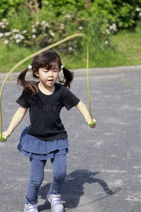 Japanese Girl Playing With Jump Rope Stock Image Image Of Athletic Ethnicity