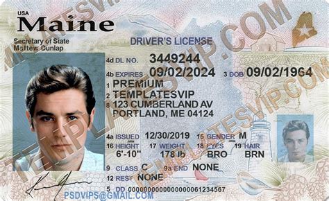 Maine Me Drivers License Psd Template Download 2022 Templates