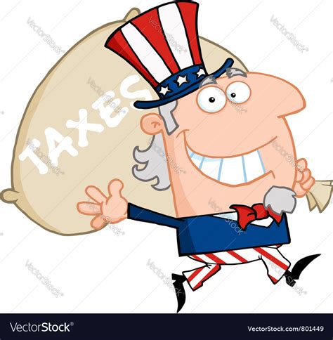 Waving Uncle Sam Carrying A Taxes Sack Royalty Free Vector