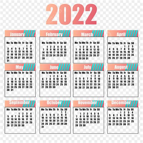 Calendario 2022 Vettoriale Download Calendario Eventi