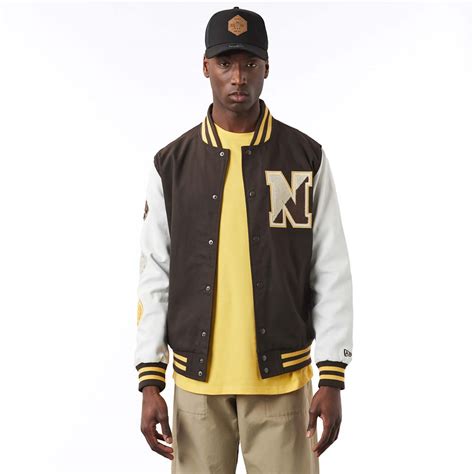 Official New Era Heritage Brown Suede Varsity Jacket B7092471 New