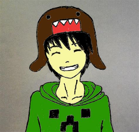Anime Boy With Domo Beanie And Minecraft Shirt By Kats1230