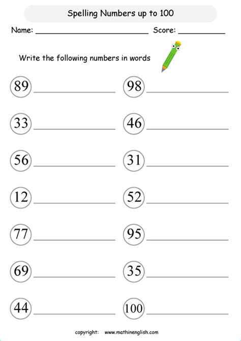 Write Number Words Up To 100 Math Number Writing Worksheet For