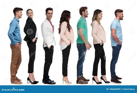Different Young People Standing In Line Stock Image Image Of Business