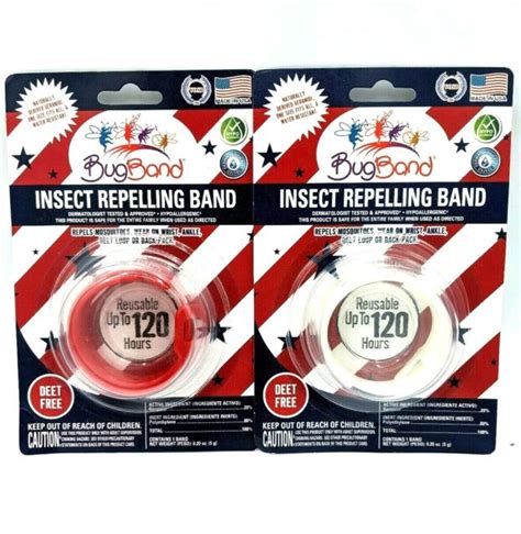 2 Bug Band Insect Repelling Band Wrist Redwhite Deet Free Glows In The