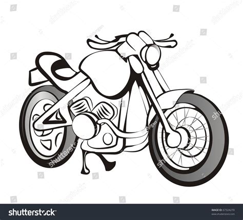 Motorcycle Motorbike Sketch In Black Lines Stock Vector Illustration