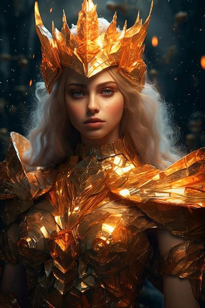 Premium AI Image A Woman In Gold With A Golden Crown