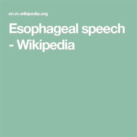 Esophageal Speech Wikipedia Speech Speech And Language Speech