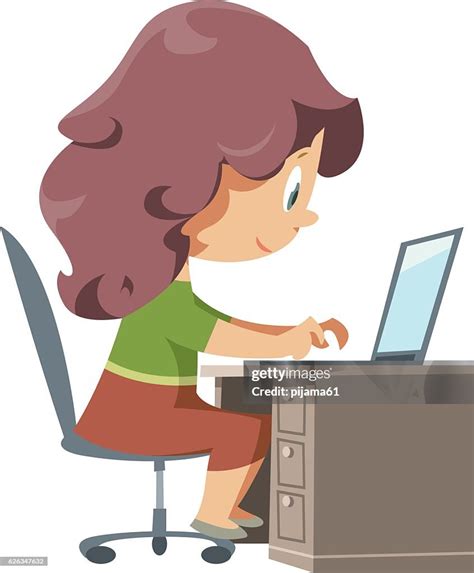 Clipart Lady At Computer