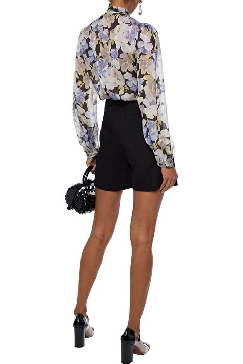 Dolce Gabbana Pussy Bow Floral Print Silk Georgette Blouse Sale Up