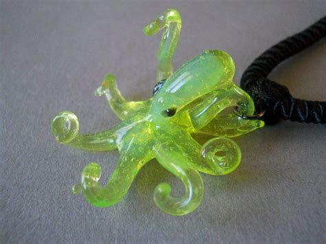 Ocean Lime Green Octopus Pendant Necklace Glass Pendant Ocean Etsy Octopus Pendant Octopus