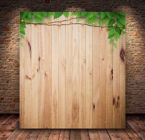 Wooden Leaves Wedding Event Backdrop Customize With Your Info Name