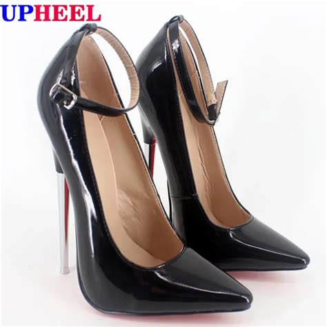 upheel 18cm metal heel pump patent leather extreme high heel 7 heel pump women shoes sexy