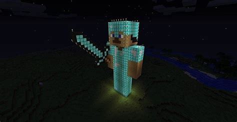 Steve Wearing Diamond Armor With Diamond Sword Minecraft Project