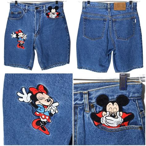 vintage disney mickey inc minnie mouse embroidered jean shorts medium 28 x 19 mickeyinc