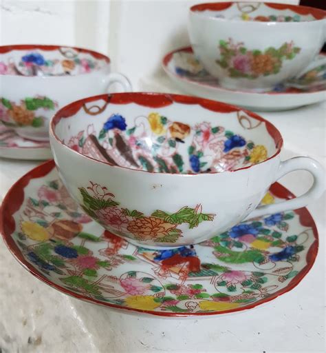 Vintage Japanese Cup And Saucer 6 Piece Set Etsy Cup And Saucer Cup Saucer