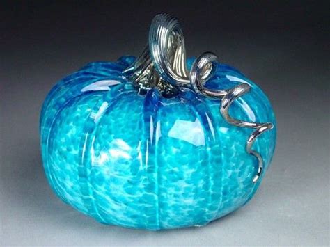 Beautiful Hand Blown Glass Pumpkin In Jewel Tone By Leticia Art Of