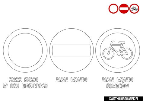 Znaki zakazu dla rowerów Darmowe kolorowanki do druku