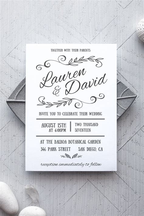 Black And White Rustic Wedding Invitation Suite Printable Wedding
