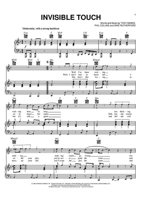 Invisible Touch Sheet Music By Genesis For Piano Vocal Chords Sheet Music Now