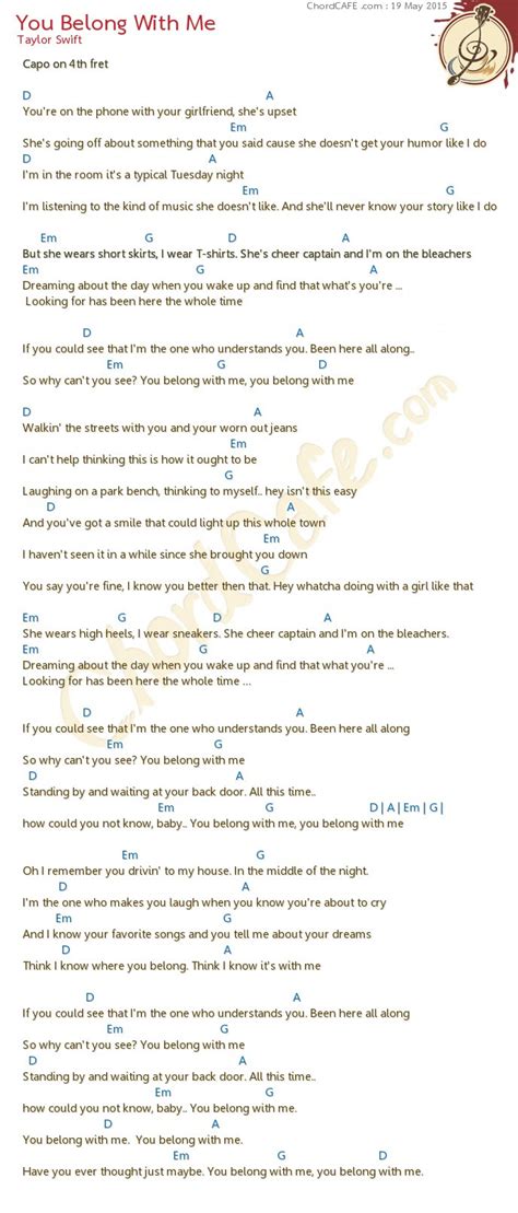 You Belong With Me Chords Sheet And Chords Collection