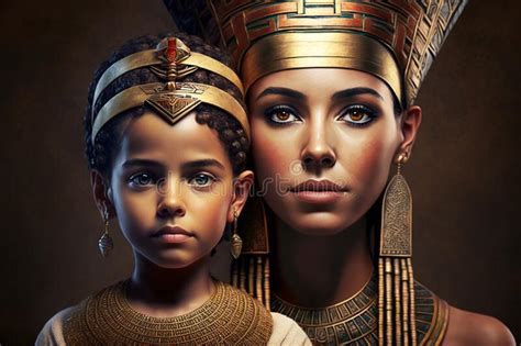 Queen Cleopatra And Her Son History Of Ancient Egypt Stock Illustration Illustration Of