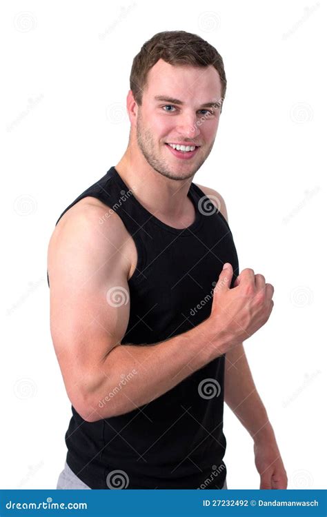 Young Attractive Man Flexing His Biceps Stock Photo Image Of Healthy