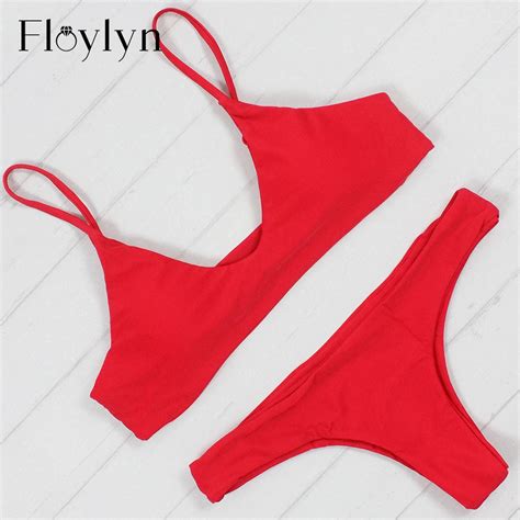 Floylyn Bikini 2017 Sexy Swimsuit Women Halter Bandage Swimwear Female