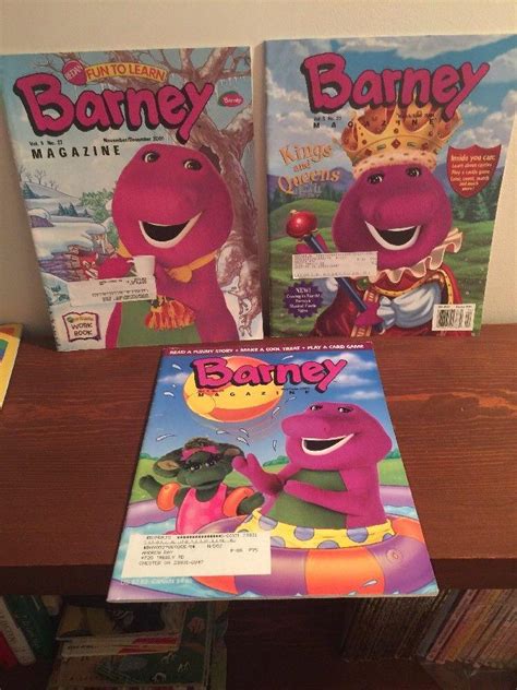 Lot 3 Barney Magazines Dinosaur Childrens Vintage 2001 1887839036