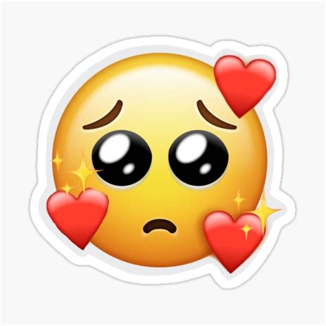 Puppy Eyes With Hearts And Sparkles Emoji Sticker By Hannnah Ng
