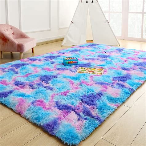 Dweike Soft Rainbow Fluffy Rugscolorful Rugs Cute Floor Carpets Shaggy