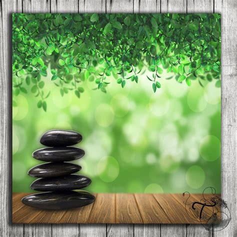 Digital Paper Zen Stones Backgrounds Green Bokeh Spa Decor